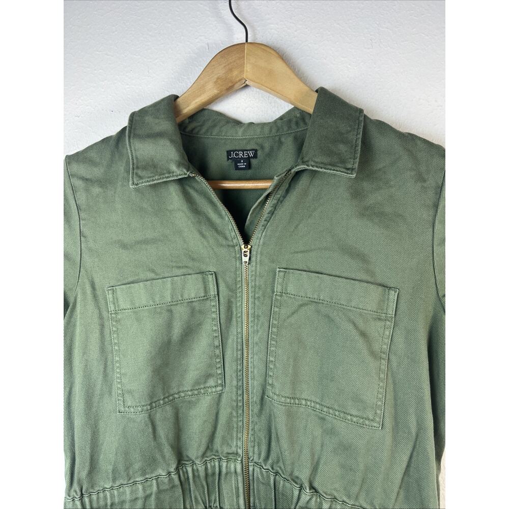 J. Crew womens 8 jumper zip front romper military utility green chino Y2K - Picture 4 of 11